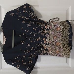 Love 21 dark blue surplice wrap top, size L